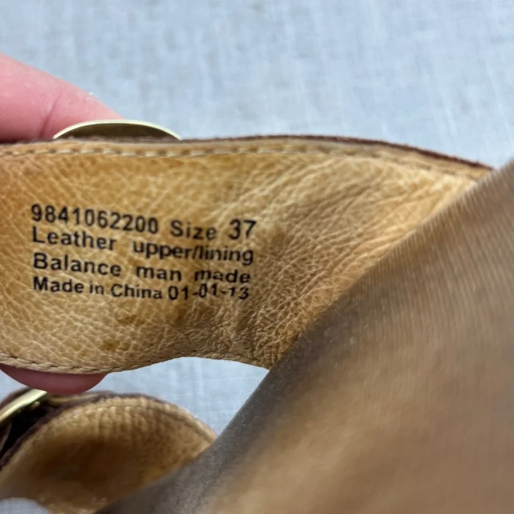 Dansko Sophie Brown Leather Dual Strap Buckle Wedge Slide Sandals Eu Size 37